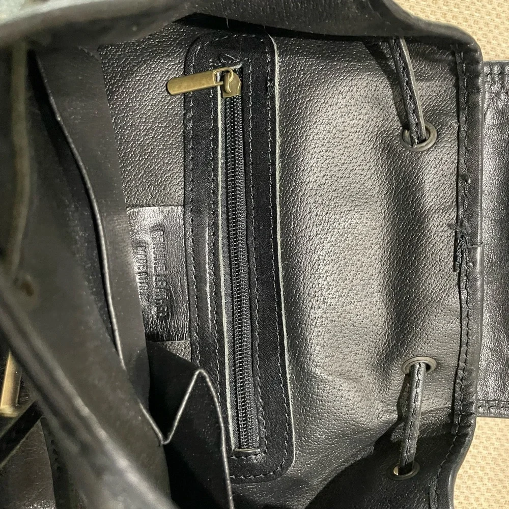 LEATHER ITALY Florence Large Black Backpack Bag